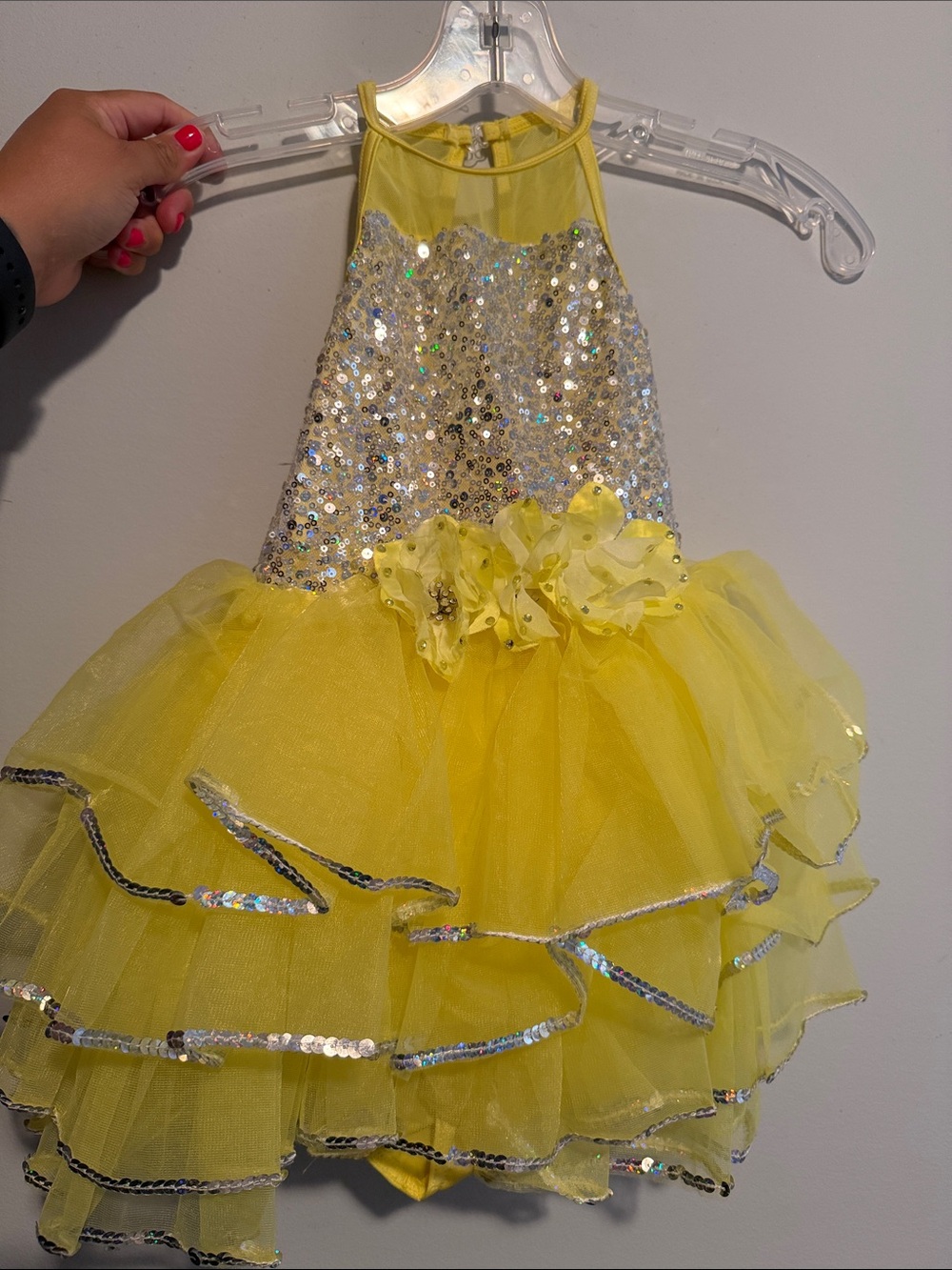 Yellow Sequin Tulle Kids Costume Dress